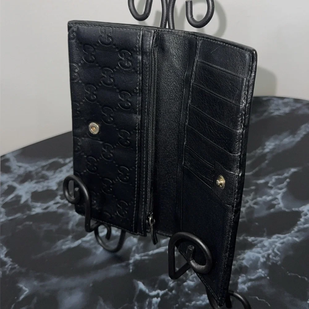 GUCCI Women’s Black Fold Leather Wallet 100% AUTHENTIC